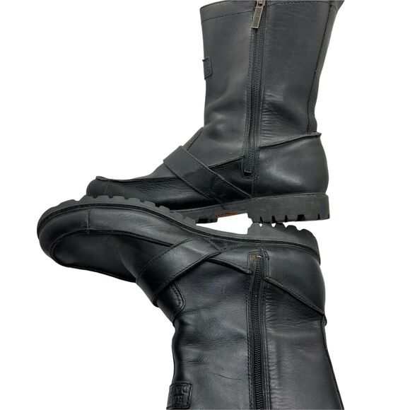 Harley Davidson Motorcycle Biker Boots Mens Black Leather Round Toe Side Zip 10 main image 4
